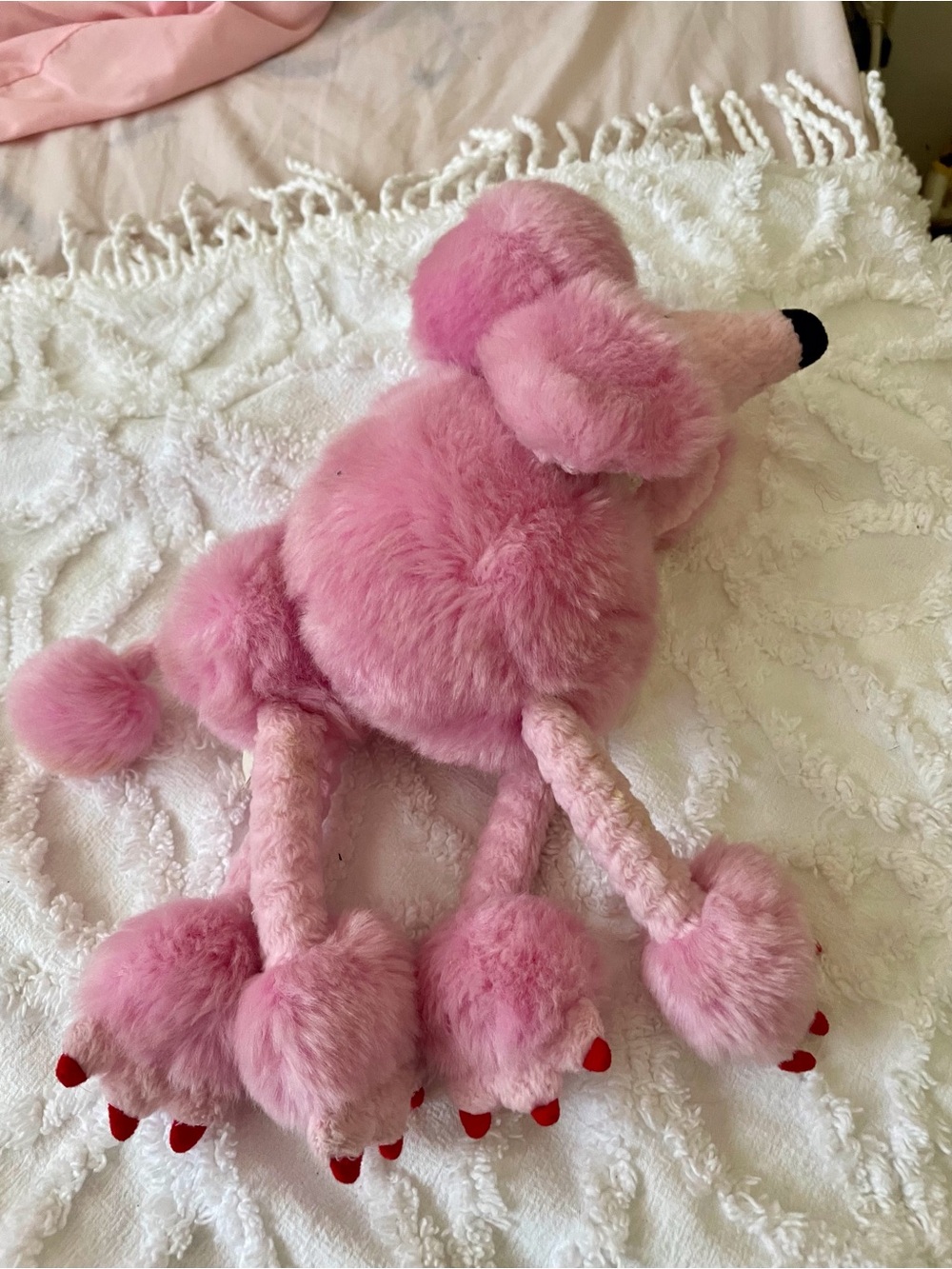 Plush Pink Poodle Dog Gigi with red toes retired Manhattan Toy 2001.